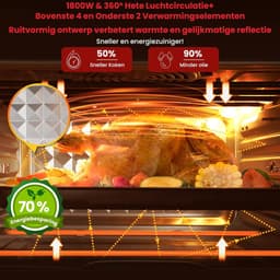 Aurixi® Heteluchtoven - Oven - Airfryer Oven - Grijs - ‎44cm x 46cm x 38cm — thumbnail 3