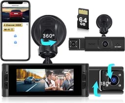 Draadloze WiFi Dashcam met 64 GB SD-kaart - FHD 1080P Auto Camera met Bewegingsdetectie en Loop-opname — thumbnail 1