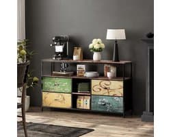 TV-meubel met Opbergkasten, Laden en LED Verlichting - Breedte 137 cm