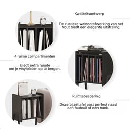 DnA® LP Opbergsysteem - Lp kast - Platenspeler Kast - Platenspeler Meubel - Vinyl Kast - Zwart - ‎30cm x 40cm x 66cm — thumbnail 4