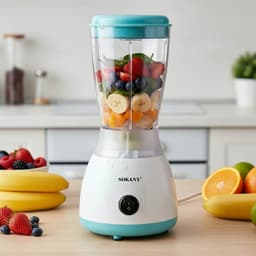 Sokany, Mini-Blender 500ml 300W Multifunctioneel met roestvrijstalen messen, Wit / Blauw — thumbnail 4