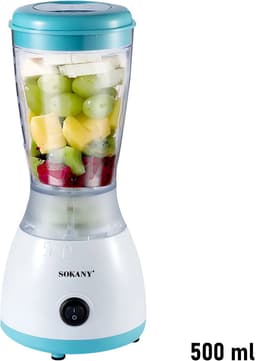 Sokany, Mini-Blender 500ml 300W Multifunctioneel met roestvrijstalen messen, Wit / Blauw — thumbnail 3