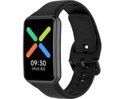 Siliconen Smartwatch bandje - Geschikt voor Oppo Watch Free siliconen bandje - zwart - Strap-it Horlogeband / Polsband / Armband - Watch Free