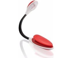 LED leeslampje met klem - buigbaar - op batterijen - rood - boeken lezen - 25 cm