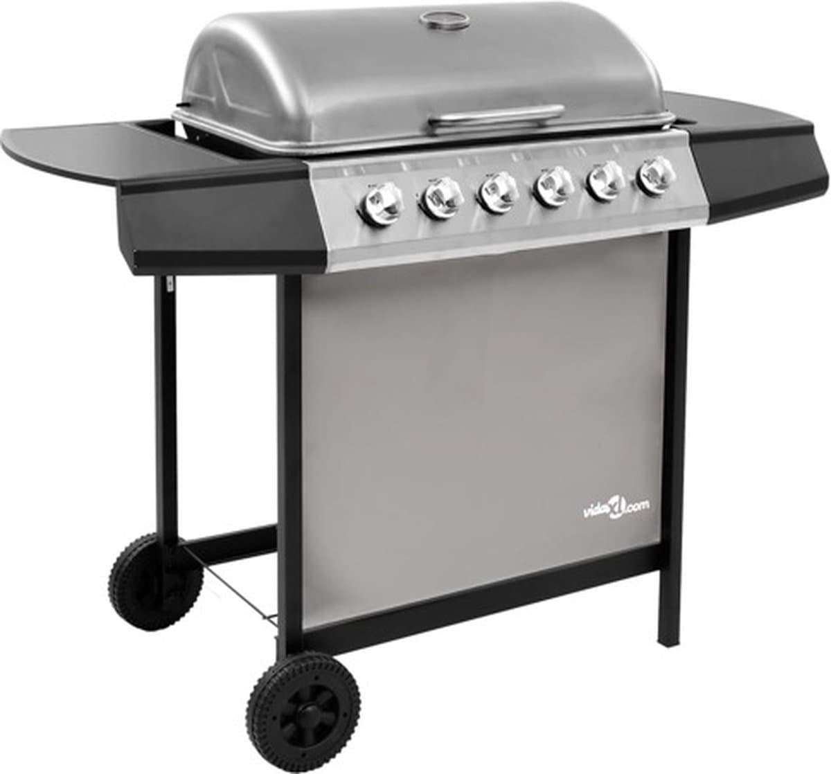 vidaXL Gasbarbecue met 6 branders zwart en zilverkleurig — afbeelding 1