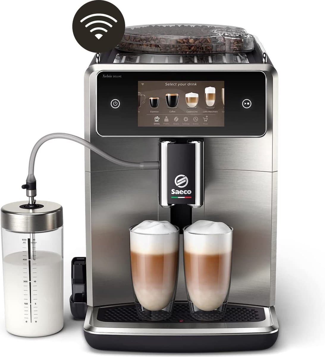Saeco Xelsis Deluxe SM8785/00 - Espressomachine - 22 Soorten Warme Drankjes - Zwart / Zilver - + AquaClean Filter — afbeelding 1