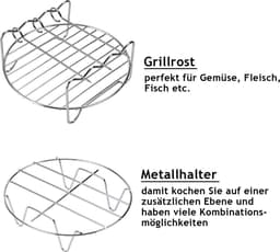 Monzana Heteluchtfriteuse Accessoires Set - 8-delig Metaal – Zwart — thumbnail 4