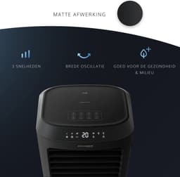 JAP Appliances Edmonton - 4 in 1 Aircooler, Ventilator, Ionisator en luchtbevochtiger - Met afstandsbediening en timer - Luchtkoeler Inclusief 2 koelelementen - Mat zwart — thumbnail 2