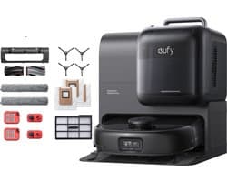 eufy Omni E28 - Robotstofzuiger met Vervangingssets - Draagbare dieptereiniger - HydroJet systeem - 20.000 Pa zuigkracht - DuoSpiral ontklittende borstels - CornerRover arm - alles-in-één station