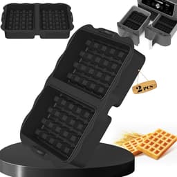 2-delige Geschikt voor Airfryer bakplaat voor Ninja AF300EU 400 451EU SL400EU siliconen wafelvorm - zwart — thumbnail 2