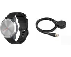 Strap-it Bundel Siliconen band + Oplader - Geschikt voor Garmin Vivoactive 4s / Vivomove 3s / Venu 2s - Zwarte Siliconen band - USB Oplaadkabel - Smartwatch Accessoires - 2 in 1 Bundel