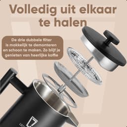 Leonomics French Press Cafetière - Voor 0.7L Koffie - Dubbelwanding RVS Koffiemaker — thumbnail 4