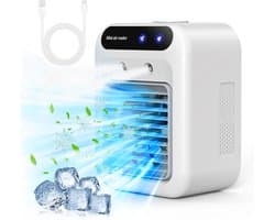 Mini airco - Kleine airco - 1800mAh Draagbare airconditioner - 25W oplaadbare persoonlijke mini airco - met dubbele sproeier en 2 snelheidsinstellingen - voor slaapkamer bureau kantoor en buitengebruik — afbeelding 1