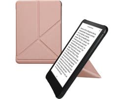kwmobile e-reader hoesje geschikt voor Amazon Kindle Paperwhite (2024)/Colorsoft hoes - Ereader flip case met standaard - E reader cover van kunstleer - In roségoud