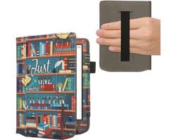 kwmobile flip cover geschikt voor Pocketbook Verse / Verse Lite / Verse Pro / Color / Vivlio Light/Light HD - Hoes met handgreep en voorvak voor e-reader - Book case in meerkleurig - bibliotheek design