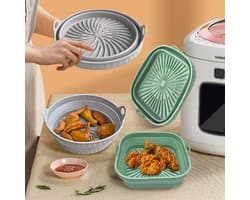 Geschikt voor Airfryer Accessoires Bakmand Vervangende Binnentank Vierkante Siliconen Pan - Grijs Rond