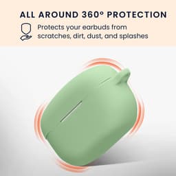 kwmobile Hoesje voor Sony WF-1000XM5 Case met Polsbandje – Siliconen Beschermhoes met Sleutelhanger – Hoofdtelefoonhoesje in pastelgroen — thumbnail 3