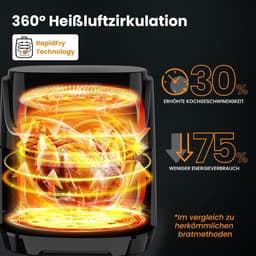 RFWR® XL Heteluchtfriteuse met 8,5 Liter Capaciteit en LED-Touchscreen | 12 Functies en Kijkvenster — thumbnail 6