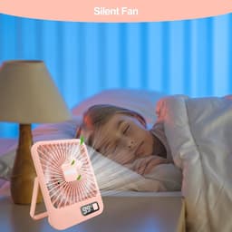 RFWR® Stille Tafelventilator 3000 mAh USB met 5 Snelheden - Draaibare Mini Ventilator voor Kantoor en Camping — thumbnail 3