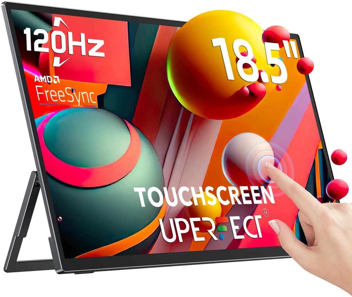 Serolux® - Pc - Monitoren - Portable Monitor – Draagbare Monitor 18.5 Inch – Touchscreen - 1920 x 1080p - Full HD - Refresh rate 120 Hz - USB-C - Mini-HDMI - 3.5 mm audio - USB OTG - Zwart — afbeelding 1