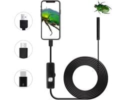 Endoscoop - 3-in-1 Micro USB, Type C en USB endoscoop inspectiecamera voor Android smartphones, tablets en laptops - Geschikt voor industrie, dagelijks leven - HD waterdichte camera - Met 8 LED's - Zwart - 5m