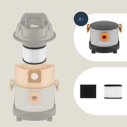 Zeegma Pro Compact – Stofzuiger / Bouwstofzuiger / Waterstofzuiger / Tapijtreiniger – Met en zonder zak – 4 x Stofzuigerzakken inbegrepen – Natte reiniging en wateropzuiging – HEPA + waterfilter – 1000W – 6L – Blaasfunctie – Voor auto, garage, woning — thumbnail 4