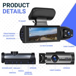 Fleau Tech Dashcam Voor Auto 2 in 1 met APP & WIFI - 2025 Model - Voor en Achter Camera - G-Sensor - Full HD - 170° Groothoeklens - Loop Recording - Micro SD-kaart 32 GB — thumbnail 4