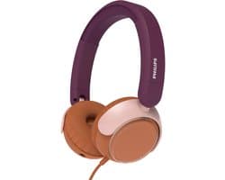 PHILIPS TAK2000MP - On Ear bedrade opvouwbare hoofdtelefoon voor kinderen - beperkt volume, Audio delen, 3,5 mm- en USB-C-kabel meegeleverd - Magenta Purper