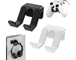 TRANKIELO® – Universele Hoofdtelefoonhouder – Dubbele Set in Zwart en Wit – Sterke Lijmbevestiging – Geschikt voor Gaming Headset, Kantoor, Thuis – Ruimtebesparend en Multifunctioneel