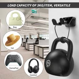 TRANKIELO® – Universele Hoofdtelefoonhouder – Dubbele Set in Zwart en Wit – Sterke Lijmbevestiging – Geschikt voor Gaming Headset, Kantoor, Thuis – Ruimtebesparend en Multifunctioneel — thumbnail 4