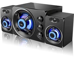 Gloovon® - Luidspreker - Boekenplan Luidsprekers - Bluetooth - 3.5mm Audio Kabel - Luidspreker Standaard - Luidsprekers voor PC - Zwart