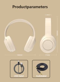 Gloovon® - Koptelefoon - Koptelefoon Draadloos - Microfoon Met ENC (Environmental Noise Cancellation) - Bluetooth 5.0 - Koptelefoon met Microfoon - Wit — thumbnail 7
