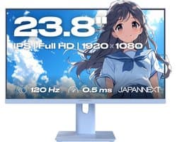 JAPANNEXT Gaming Monitor 23.8" IPS Full HD (1920x1080) 120Hz 0.5ms Pastel Blauw | JN-IPS238G120F-HSP-BB