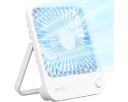 Bureauventilator - Draagbare Ventilator - Kleine Ventilator - Opvouwbare Ventilator - Ventilator Tafelmodel - Oplaadbare Ventilator - Stille Ventilator - USB Ventilator - Mini Ventilator - Ventilator Voor Bureau - 4500mAh - 4 Snelheden - Wit — afbeelding 1
