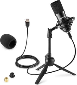 USB microfoon voor pc - Vonyx CM300B - USB studio microfoon incl. tafelstandaard - Zwart — thumbnail 1