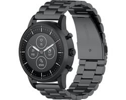 123watches kralen stalen schakel band - zwart - 22mm - Geschikt voor Garmin Vivoactive 4 / Venu 2 & 3 / Forerunner 255 & 265 / Overige smartwatches met 22mm bandje