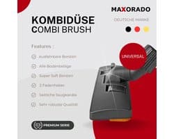 Maxorado Combiborstel universeel 30 - 40 mm opzetstuk voor uw stofzuiger - borstel vloerzuigmond geschikt voor Bosch, Siemens, Samsung, Rowenta, Grundig, Dirt Devil, Rowenta, AEG, Philips, Electrolux, Vax, Einhell, Makita, en meer