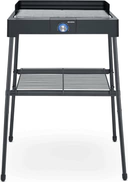 PG 8566 Staande barbecue met roestvrij stalen grillrooster en onderstel en afzettingsrooster, elektrische grill met snelle grillstart, balkongrill zonder verbrandingsgevaar, zwart — thumbnail 1