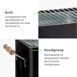 BBQ Kubus - Mini-Barbecue - Mat Zwart - Compacte Eenpersoons Barbecue - 18x15xH15 cm - Geschikt voor Houtskool - Draagbare Grill voor Outdoor Gebruik - Kleine BBQ voor Picknicks - Kamperen - Tuinfeestjes — thumbnail 2