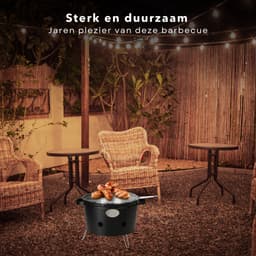 Draagbare Barbecue - Camping Grill - BBQ - 300mm-345mm, 200mm Hoog - 2 Handvaten - Mat Zwart - Voor Park, Strand, Balkon - Inclusief EBOOK — thumbnail 2