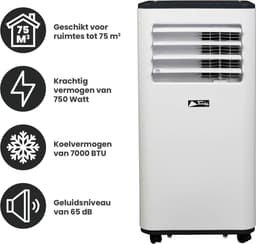 TechnoLife TL-7002 Mobiele Airco - Airconditioning voor 20 tot 35 m2 (75 m³) - 7000 BTU - Met 24-Uurstimer - Wit/Zwart — thumbnail 3