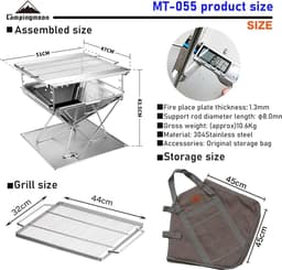 Draagbare Takibi Fire en Grill, RVS Fire Pit MT-055 — thumbnail 1
