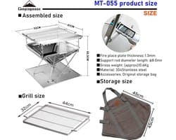 Draagbare Takibi Fire en Grill, RVS Fire Pit MT-055