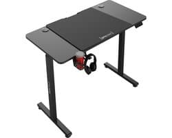 Game bureau Stryn zit sta elektrisch 120x60x72-117 cm zwart carbon look en zwart pro.tec