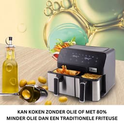 MKSS® Dubbele Airfryer XXXL - Duo Heteluchtfriteuse - Geschikt voor Accessoires - Zwart met Zilver — thumbnail 3