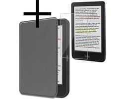Hoes Geschikt voor Kobo Clara Colour Hoesje Bookcase Cover Book Case Hoes Sleepcover Met Screenprotector - Grijs