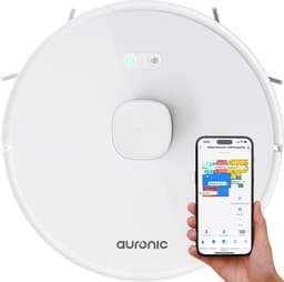 Auronic Robotstofzuiger - Met Dweilfunctie - WiFi en App - Laadstation - Huisdieren - Dweilrobot - Laser Navigatie - Wit — thumbnail 1