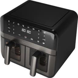 Dubbele airfryer - Heteluchtfriteuse met manden - Gelijkmatig garen - Zelfreinigend systeem - 9 liter - Metaal — thumbnail 3