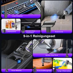 OKWISH Handstofzuiger – Auto Stofzuige – Krachtige Zuigkracht – Auto, Huis En Klein Ruimtes – LCD Scherm – 16 KPa – Kunststof – Zilver+Paars — thumbnail 4