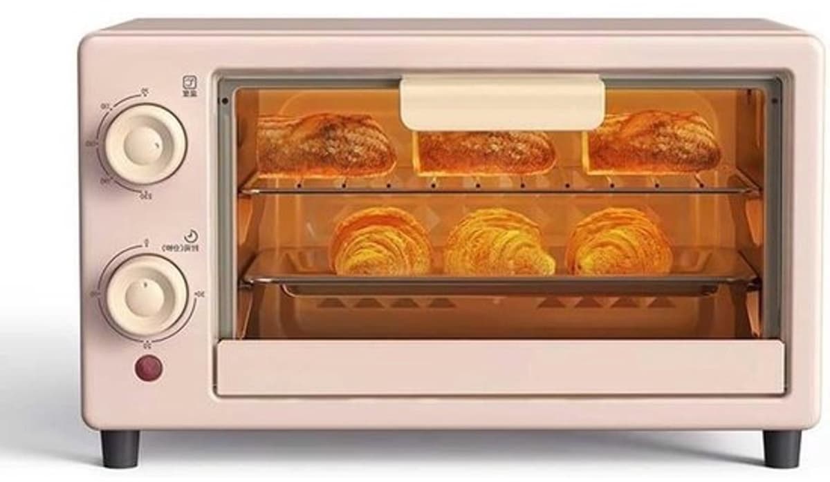 Mini-oven - Tafeloven met airfryer - Bakken en grillen - Convectieverwarming - 10 liter capaciteit - Roze — afbeelding 1